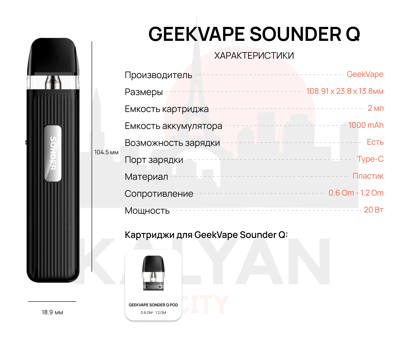 GeekVape Sounder Q Характеристики