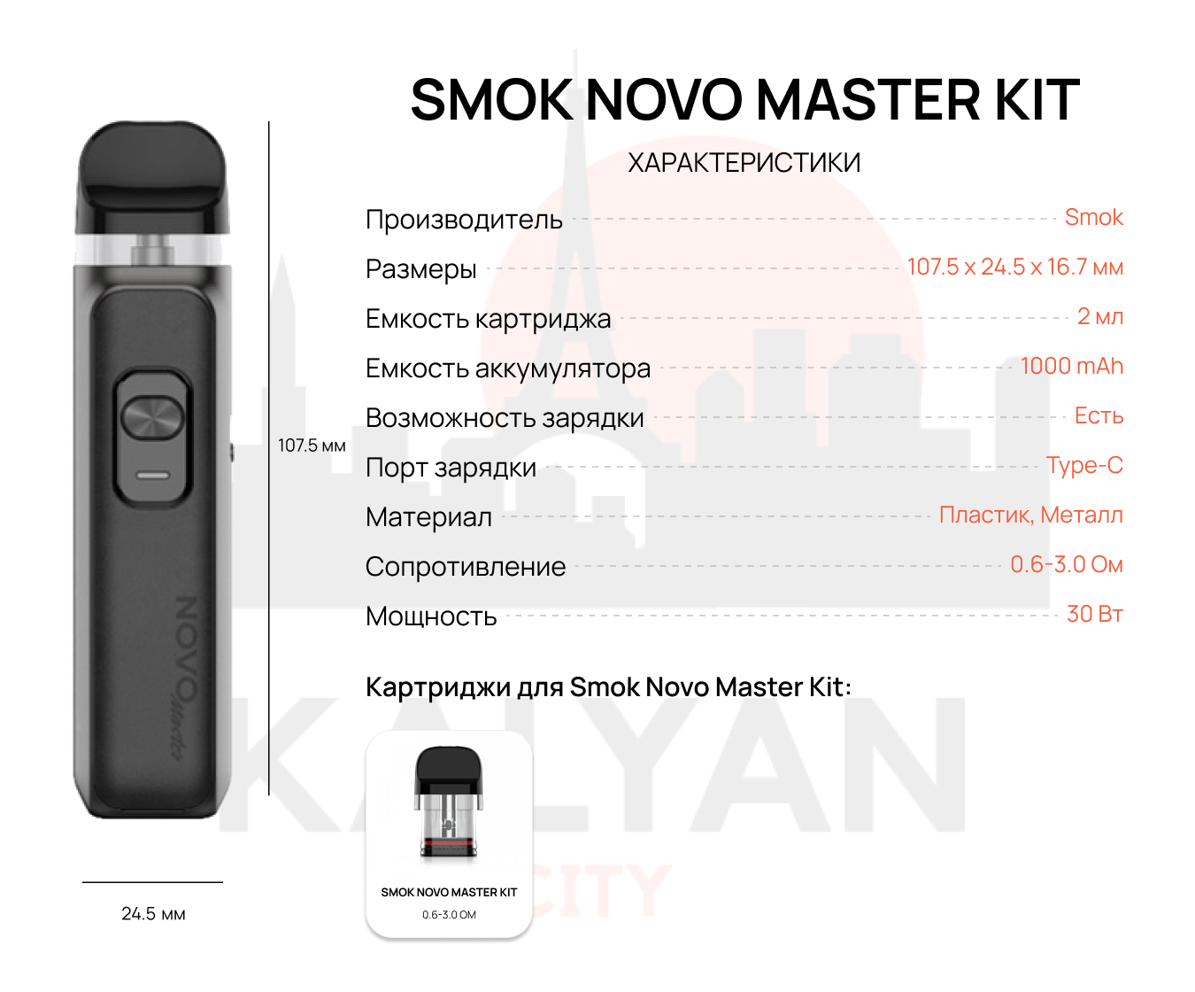 Smok Novo Master Характеристики