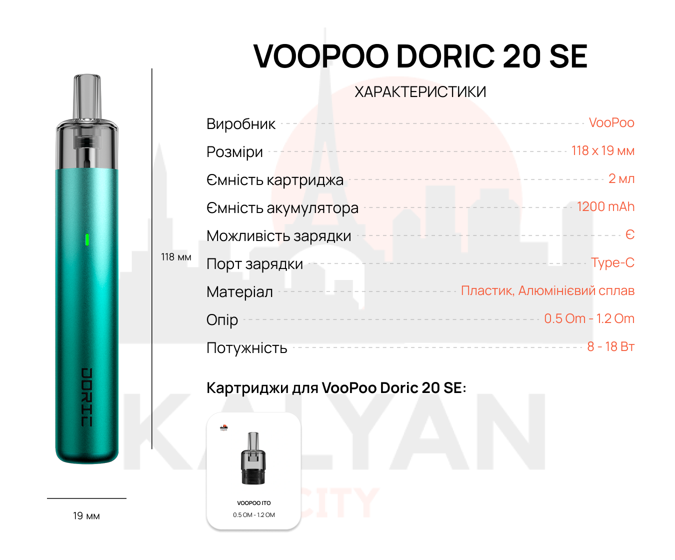 Voopoo Doric 20 SE Характеристика